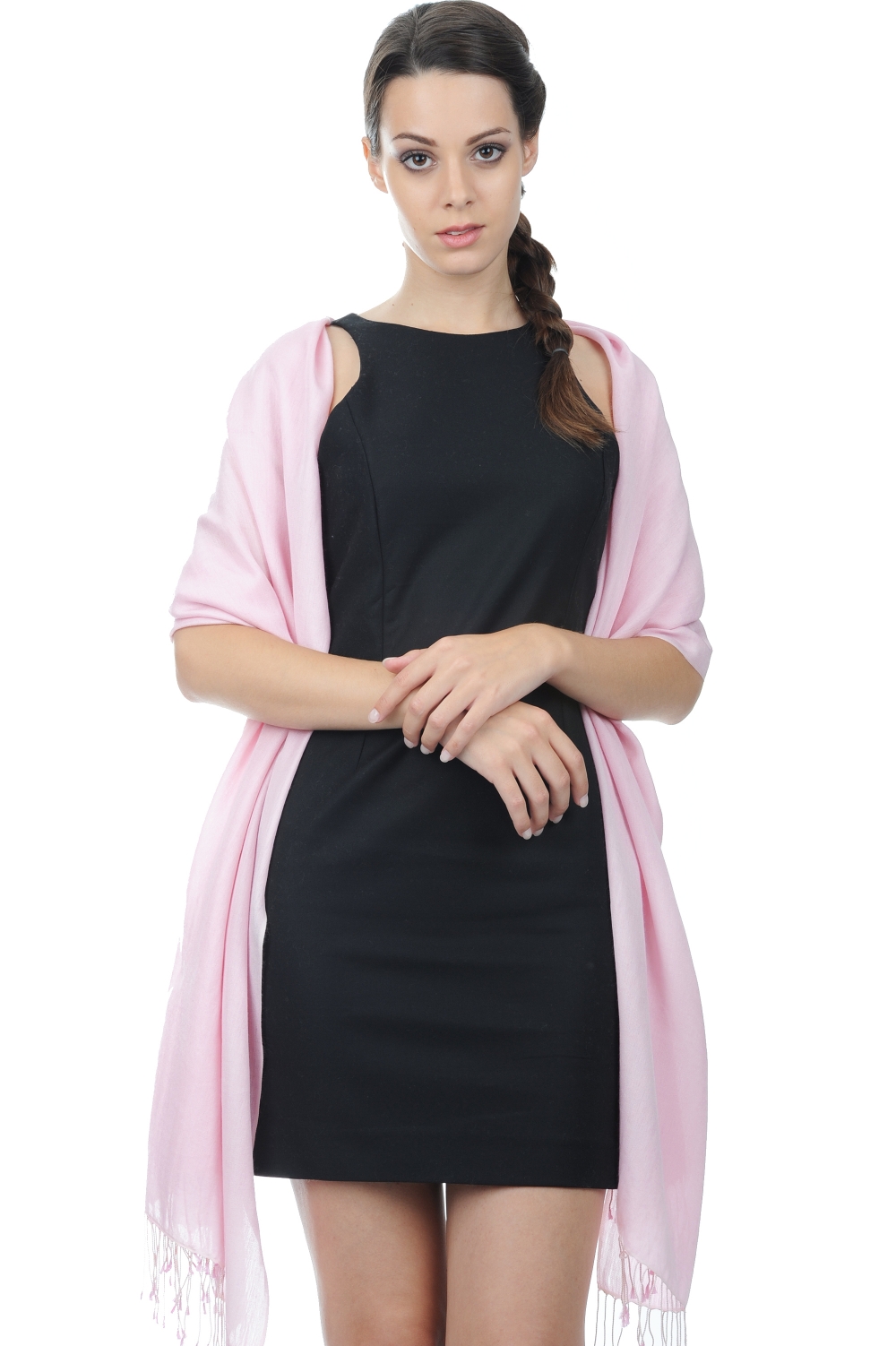 Cashmere & Seta cashmere donna scialli platine rosa confetto 204 cm x 92 cm